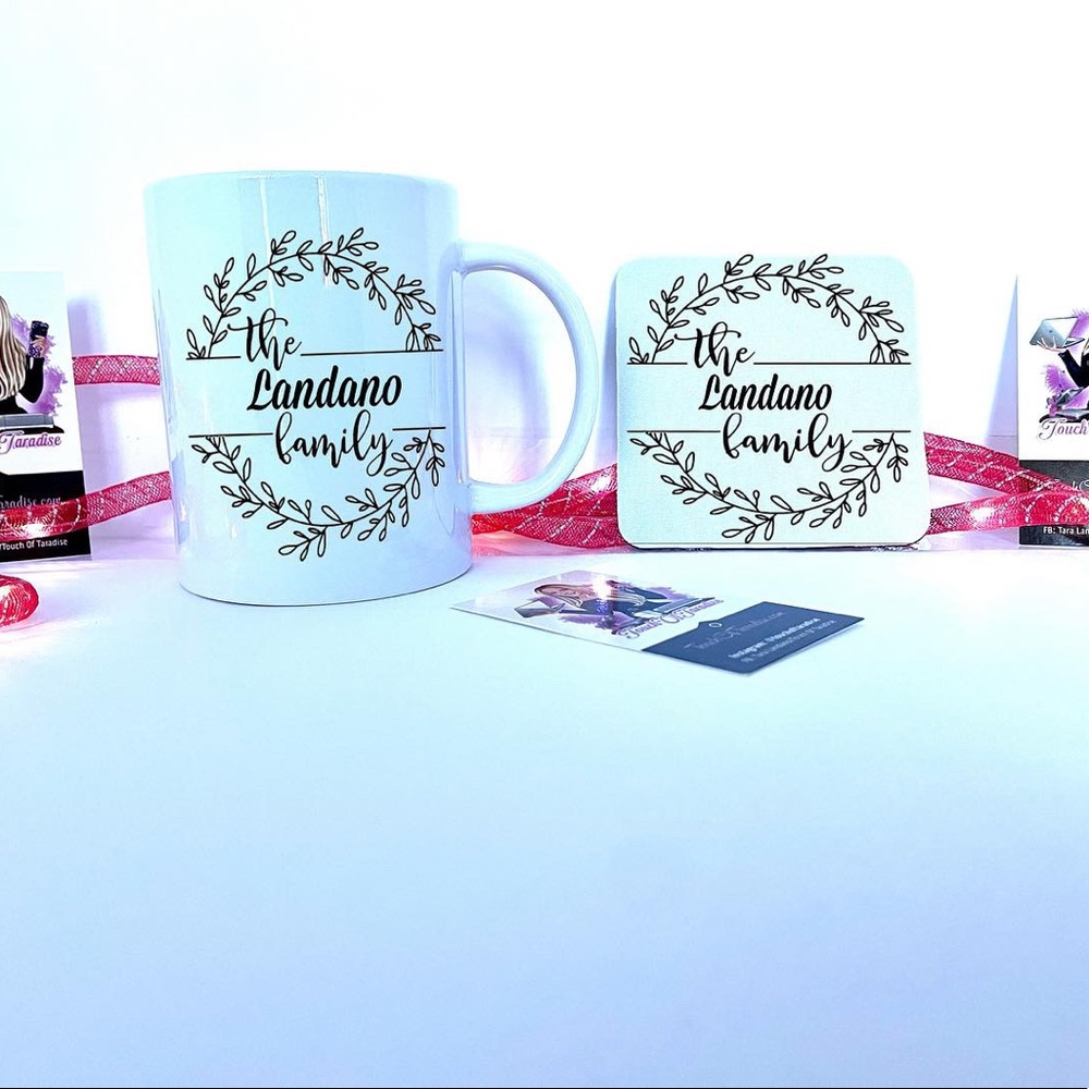 Family Name Personalized 15 ounce Mug with FREE Personalized Coaster